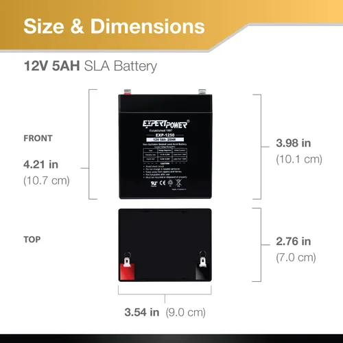 Vista 2 de Baterías de 12 volts para alarmas ExpertPower, Negro