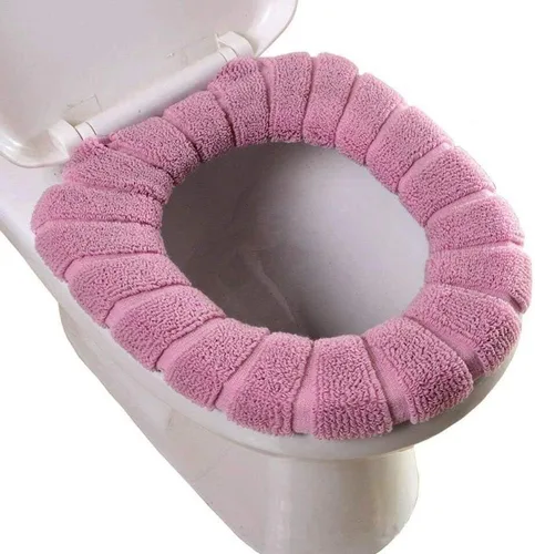 Vista 5 de Fundas de asiento de inodoro suaves y gruesas, elásticas, lavables, 3 unidades (azul, verde y gris) (gris, gris)