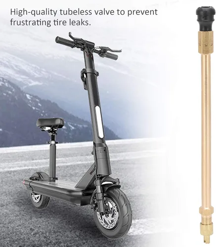 Vista 4 de Reemplazo de válvula de neumático sin cámara, vástagos de válvula de goma con adaptador de extensión de válvula de neumático, apto para scooter