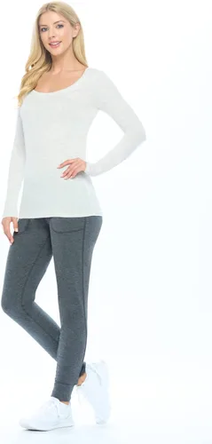Vista 2 de Natural Uniforms Camiseta de manga larga extra ancha con cuello redondo para mujer