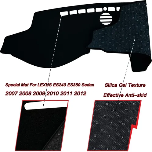 Vista 2 de Funda para salpicadero interior compatible con Lexus ES240 ES350 Sedan 2007-2012, protector de alfombra (borde negro)