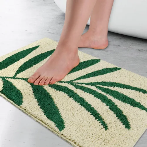 Vista 9 de Hi Space Alfombras de baño de 24 x 16 pulgadas con hojas para baño, antideslizante, lavable a máquina, suave, absorbente, bonita alfombra de baño