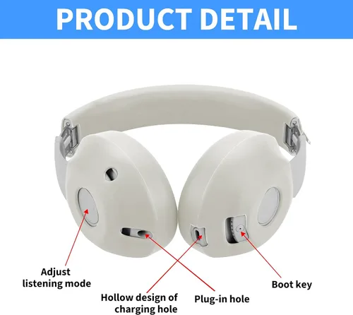Vista 5 de Adhiper Fundas de silicona para los oídos para auriculares inalámbricos Beats Studio Pro, accesorios mejorados para auriculares Studio Pro con Beige