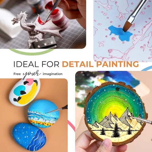 Vista 6 de Nicpro Pinceles de pintura en miniatura – Juego de 11 pinceles de pintura modelo para acuarela acrílica al óleo, pinceles de pintura