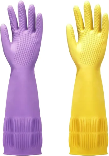 Vista 9 de FMP Brands 3/6/12/60 pares de guantes de goma extra largos de 15 pulgadas para lavar platos, antideslizantes para limpieza, cocina, baño, jardinería
