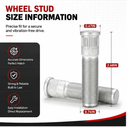 Vista 2 de Tornillo de rueda para Dodge Ram 2500 3500 2012 2013 2014 2015 2016 2017 2018 2019, 8 piezas 6509866AA pernos de rueda delantera o trasera Perno