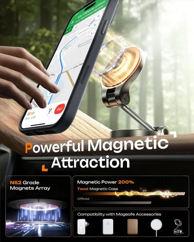 Vista 365 de TOCOL Funda para iPhone 11, compatible con Magsafe, protección completa de cámara, imanes integrados, protección contra caídas, funda translúcida