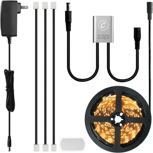 Vista 8 de Sensky Kit de iluminación de gabinete de 19.7 pies/19.7 ft, kit de tiras de luces LED flexibles con interruptor de sensor de gabinete, adaptador