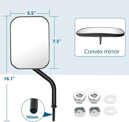 Vista 2 de BETOOLL Espejos para puertas fuera compatibles con Jeep Wrangler JK CJ JKU LJ JL y Unlimited - Espejos laterales de bisagra de puerta compatibles