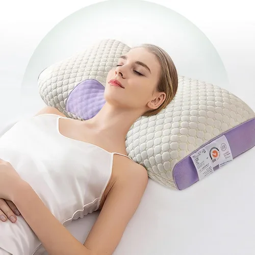 Vista 10 de Almohada para dormir de espalda Almohada de contorno Almohada Cuello Almohada de espuma viscoelástica Azul