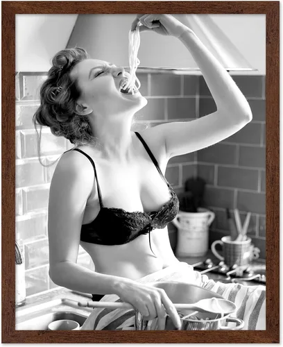Vista 43 de Poster Master Póster con estampado de chica espagueti, cómete la pasta, arte de fotografía de moda, regalo para hombres y mujeres, decoración