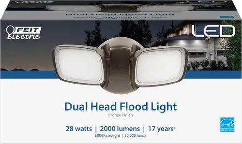 Vista 15 de Feit Electric Luz de inundación LED con sensor de movimiento, luz de seguridad de doble cabezal de 2000 lúmenes, 5CCT (2700K-6500K), luz al aire