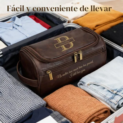 Vista 5 de Regalos personalizados para hombre Neceser Marrón oscuro