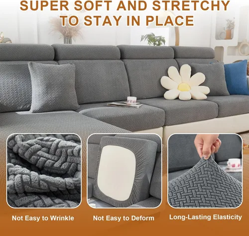 Vista 4 de Fundas de cojín para sofá, fundas para sofá modular, fundas elásticas para sofá en forma de L y asientos modulares, protector de muebles apto