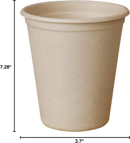 Vista 4 de CantaGreen 50 tazas biodegradables compostables de 11.5 onzas, bagazo y fibra de bambú, sin blanquear