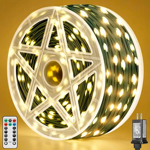 Vista 12 de Luces LED de Navidad para Exteriores, 295 Pies 900 Luces LED para Árbol de Navidad y Cerca con Control Remoto - 8 Modos de Iluminación y 3
