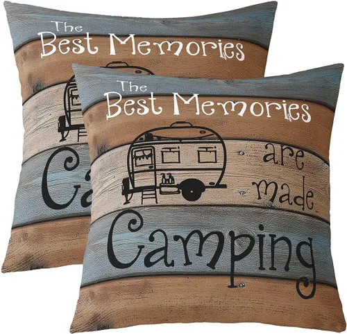 Vista 7 de Juego de 2 fundas de almohada de 16 x 16 pulgadas, fundas de almohada decorativas de camping feliz para decoración de caravanas para sofá cama