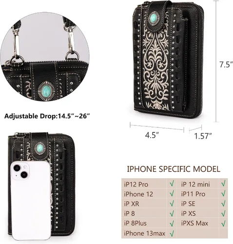 Vista 5 de Montana West Monederos pequeños cruzados para teléfono celular con bolsillo para monedas