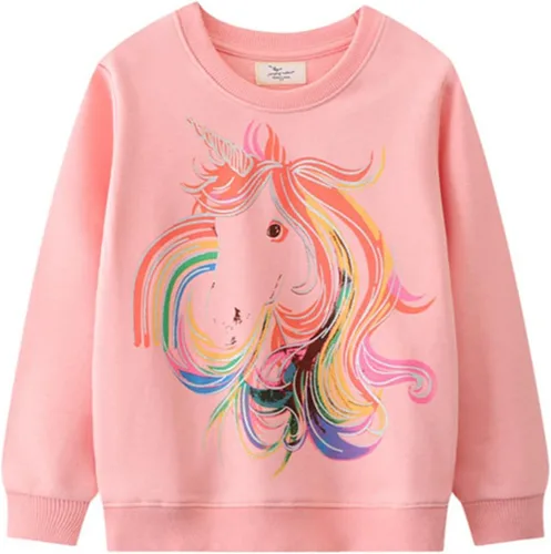Vista 21 de HILEELANG - Sudaderas de cuello redondo para niñas, manga larga, para invierno