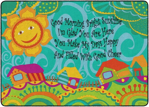 Vista 7 de Flagship Carpets Good Morning Bright Sunshine - Alfombra colorida de dibujos animados para aula infantil, alfombra de habitación de niños, sala