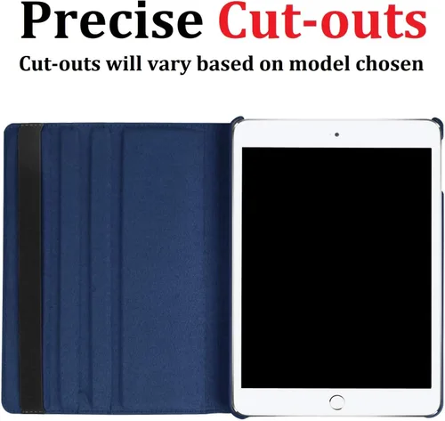 Vista 7 de Vultic Funda giratoria para iPad mini 1/2/3, soporte de 360 grados [apagado automático/activación] Folio PU cuero Smart Cover (azul claro)