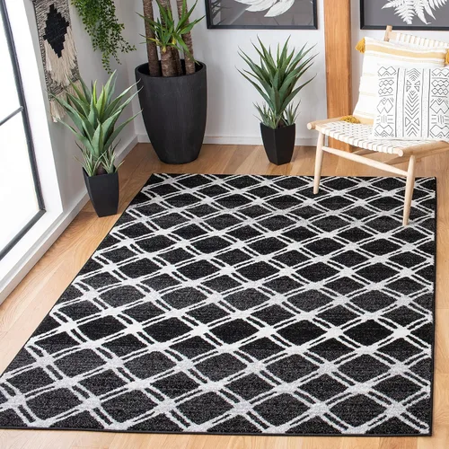 Vista 11 de SAFAVIEH Adirondack Collection - Alfombra decorativa, 2 pies 6 pulgadas x 4 pies, color plateado y carbón, diseño moderno de enrejado, no desprende