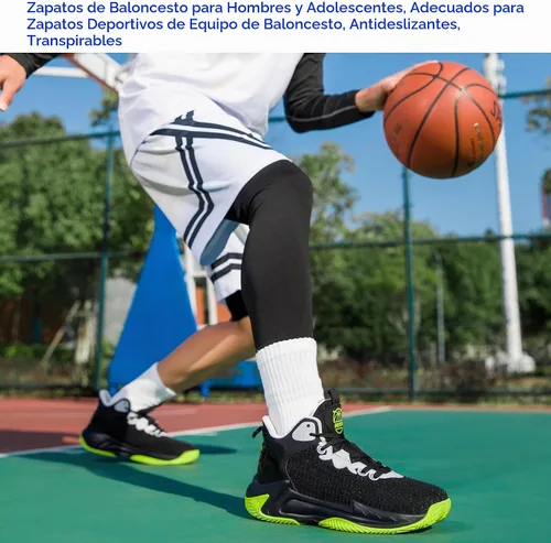 Vista 8 de Beita - Tenis de baloncesto para hombre, con parte superior alta, transpirables, antideslizantes Negro/Verde