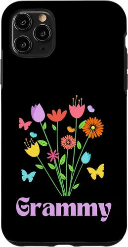 Vista 13 de iPhone 12/12 Pro Grammy Grandma Spring Flowers Pretty Tulips Butterfly Pink Case