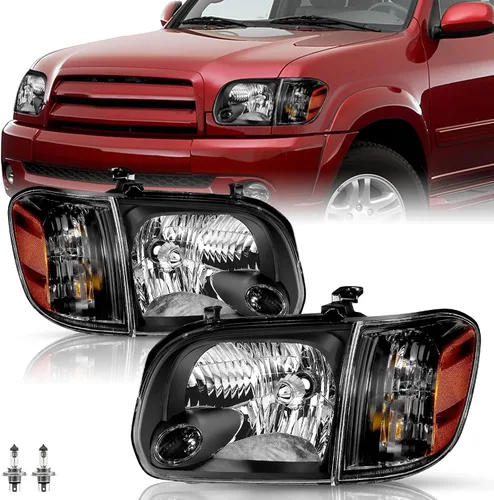 Vista 8 de Conjunto de faros delanteros TUSDAR para Toyota Tundra 2005-2006 Doble/Crew Cab Carcasa negra