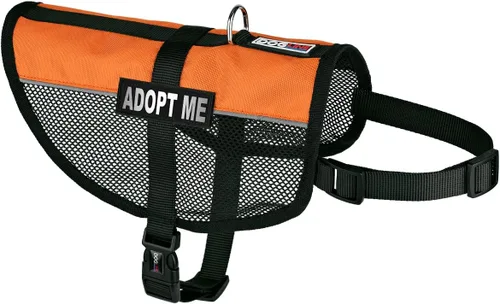 Vista 53 de Dogline MaxAire - Chaleco de malla para perros de 13 a 16 pulgadas y 2 parches extraíbles Adopt Me, talla S, color negro