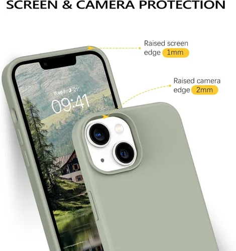 Vista 6 de BENTOBEN Funda compatible con iPhone 14, silicona suave, goma de gel, parachoques, forro de microfibra, parte trasera dura, a prueba de golpes Calke
