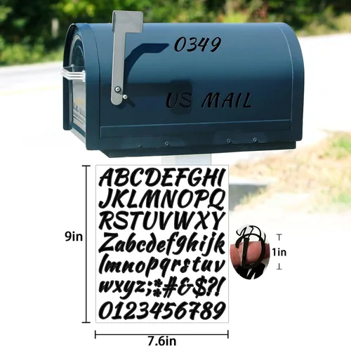 Vista 3 de 710 piezas de 10 hojas de calcomanías de letras, autoadhesivas, impermeables, de 1 pulgada, calcomanías de vinilo para números de buzón, calcomanías