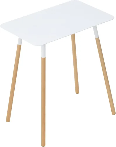 Vista 10 de YAMAZAKI Home Plain - Mesa auxiliar rectangular moderna que ahorra espacio para sala de estar o mesita de noche pequeña, mesa auxiliar de metal