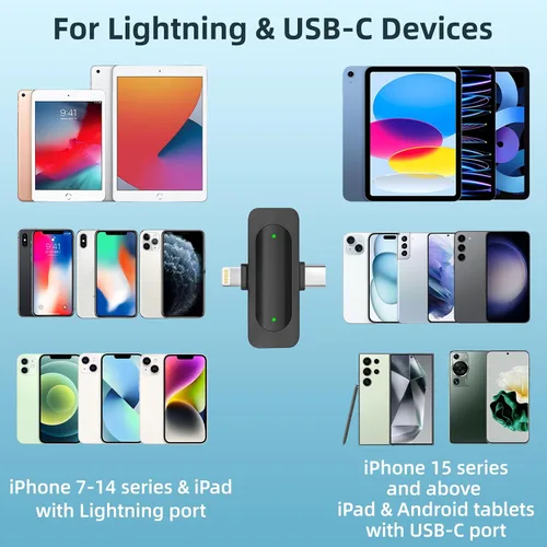 Vista 8 de Micrófono Lavalier inalámbrico para iPhone, Android y iPad, mini micrófono de teléfono con cancelación de ruido, USB C, micrófono de solapa Lav