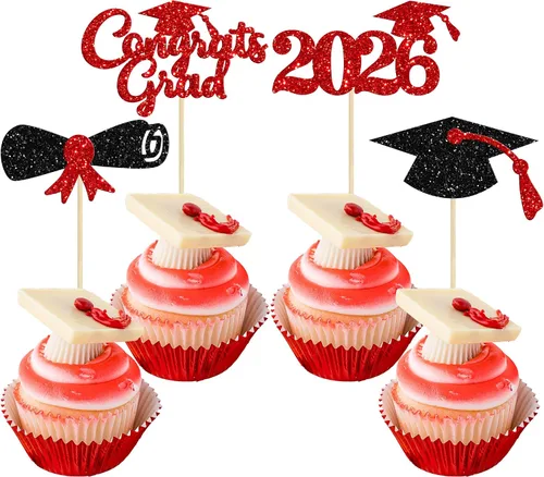 Vista 50 de Gyufise 1 paquete de decoración de pastel de graduación 2025 con purpurina de felicitaciones clase de 2025, decoración de pastel de diploma 2025