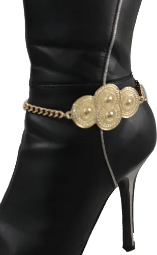Vista 8 de TFJ - Pulsera de botas de joyería de moda para mujer, tacón de cadena de metal, abalorio étnico, oro