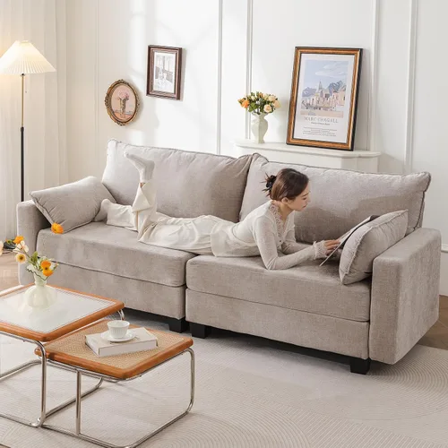 Vista 15 de Sofá de dos plazas de 53'' con almacenamiento en todos los asientos, sofá seccional modular con asiento profundo, cómodo sofá de gran