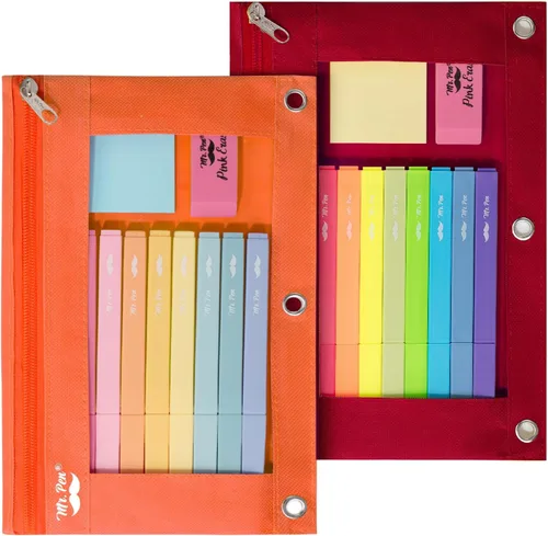 Vista 30 de Mr. Pen - Estuche para lápices de 2 piezas - Estuche con cremallera para lápices para carpeta de 3 anillas