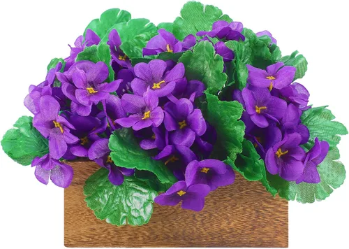 Vista 8 de Suncalla Paquete de 6 arbustos de seda artificiales de seda púrpura africana, plantas de interior (lavanda morado)