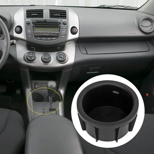 Vista 3 de 2 piezas de soporte para tazas de consola negra, repuesto para Rav4 2006-2012, material de goma duradero