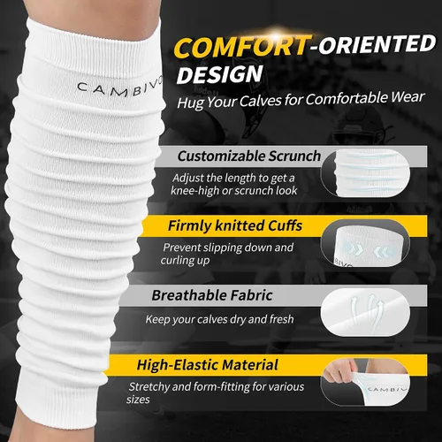 Vista 4 de CAMBIVO Leg Sleeve for Men & Women, Football Calf Warmers - Footless Scrunch Socks for Running, Basketball