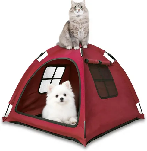 Vista 14 de Tienda de campaña para mascotas de diseño abierto, acogedora cama de monitoreo para gatos y cachorros, paredes de malla transpirable para seguridad