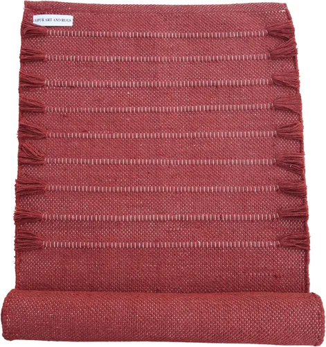 Vista 14 de Jaipur Art & Rugs - Alfombra de yoga de algodón, respetuosa con el medio ambiente, tejida a mano, gruesa (0.945 x 2.835 x 0.197 in)