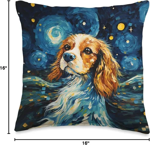 Vista 4 de Spaniel Puppy Dogs Starry Night Cocker Spaniel o Cavalier King Charles - Almohada de 16 x 16 pulgadas, multicolor