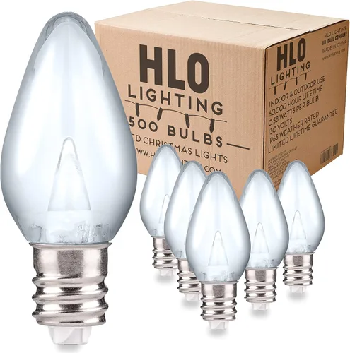 Vista 16 de Enchufe de iluminación navideña LED liso C7 verde azulado bombillas de repuesto para enchufes E12, grado comercial de bajo consumo, 2 bombillas