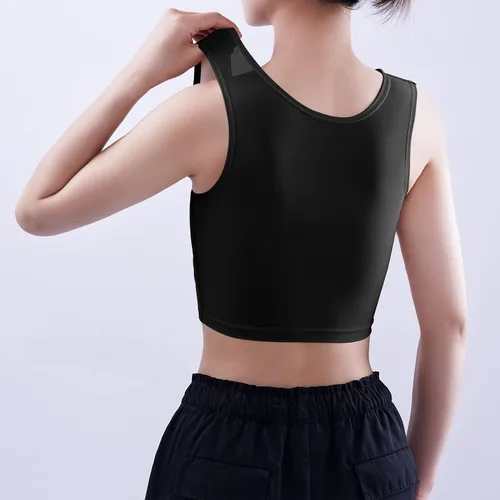 Vista 4 de Women Transgender FTM Chest Binder Zip Up Breathable Half Binder Bra