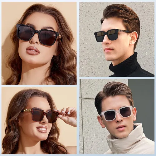 Vista 2 de Colrea Gafas de sol para mujer de moda 2024, clásicas, retro, cuadradas, con protección UV400 de diseño vintage dorado