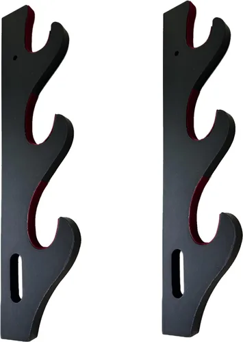 Vista 8 de Soporte de espada Katana de montaje en pared, 1 par de terciopelo acolchado ajustable gancho soporte de exhibición Samurai Sword Hanger sable de luz