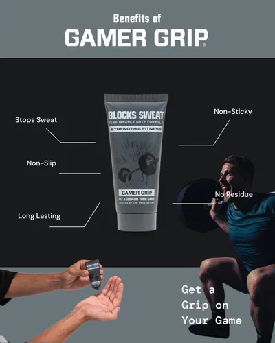 Vista 6 de Gamer Grip Crema Strength & Fitness para manos sudorosas, fórmula líquida sin tiza, crema de agarre para levantamiento de pesas, escalada, golf