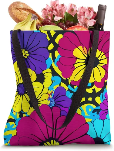 Vista 4 de Retro Flower Hippie Daisy 60s 70s Aesthetic Flowery Tote Bag